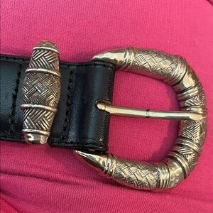 Brighton Black Leather Belt with Silver Buckle